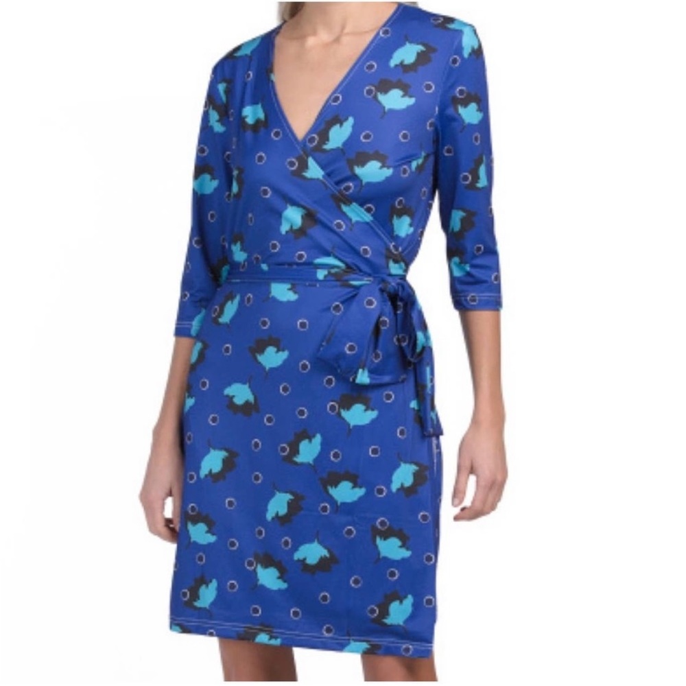 TRACY NEGOSHIAN Guiliana Blue Flower Wrap Dress XS